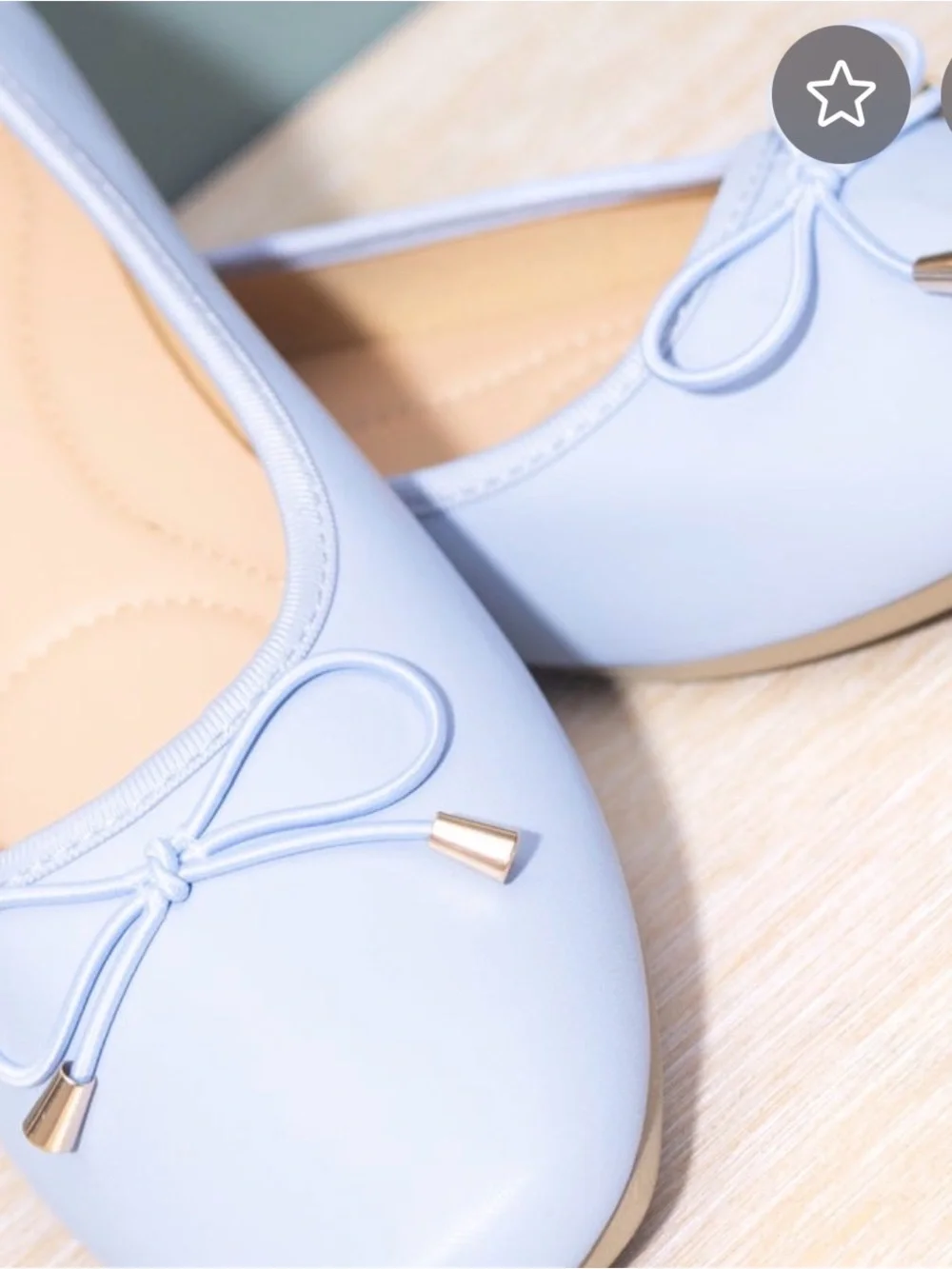 Moda Pastel Blue Ballet Flats with Bow Accent.  8.5
